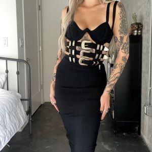 House of CB black body con buckle dress